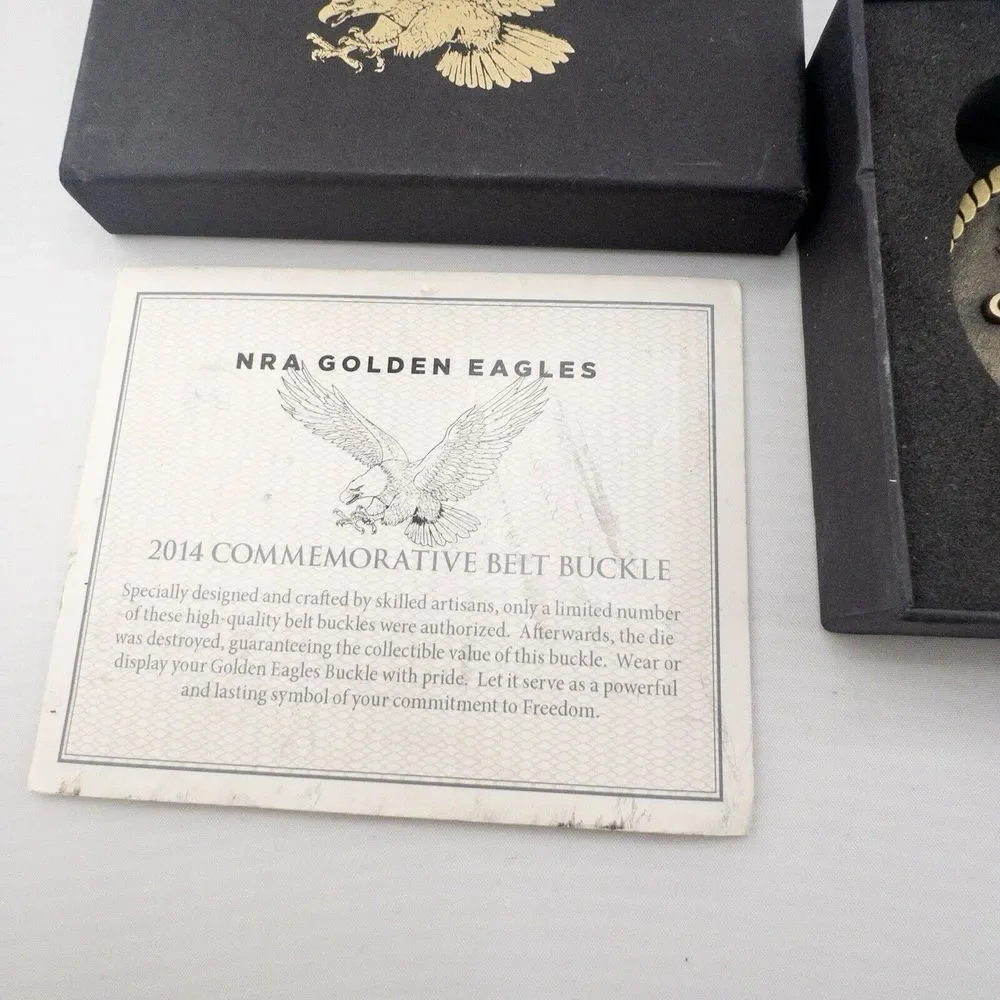 NRA Gold‎ Eagle Belt Buckle In Box With COA